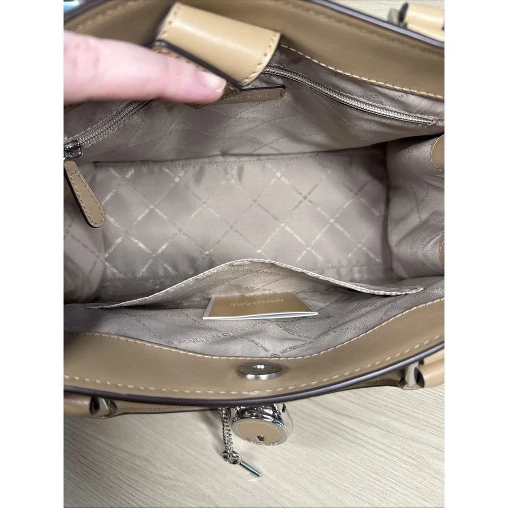 MICHAEL KORS HAMILTON MEDIUM‎ SATCHEL SHOULDER CROSSBODY BAG ALLIGATOR BEIGE